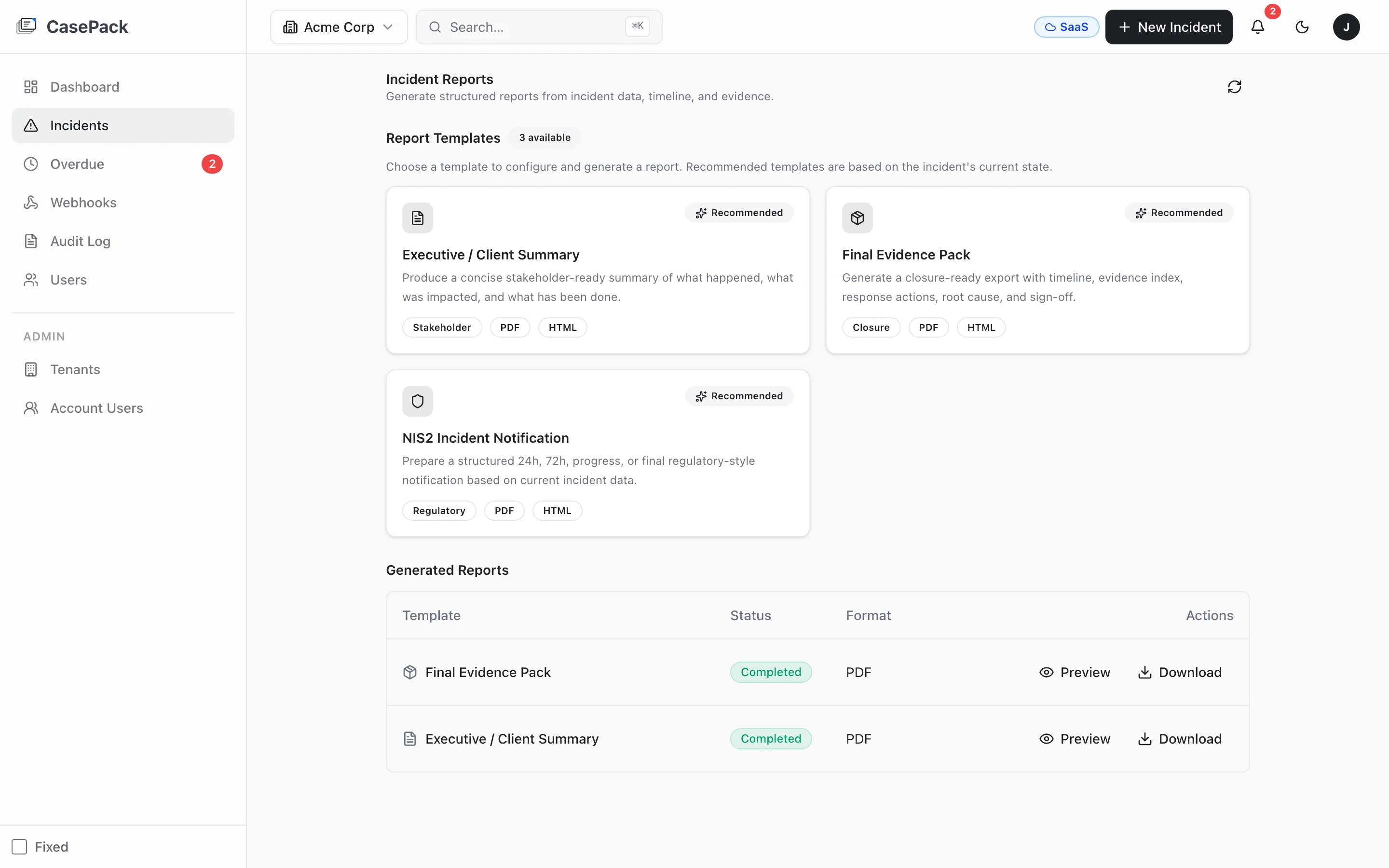 CasePack report builder